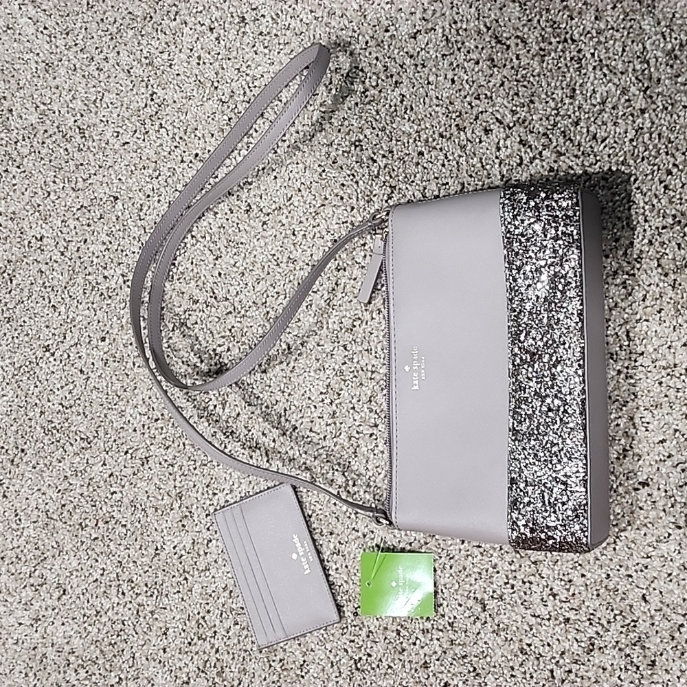 KATE SPADE Ramey Greta Court Glitter Crossbody Bag with Wallet